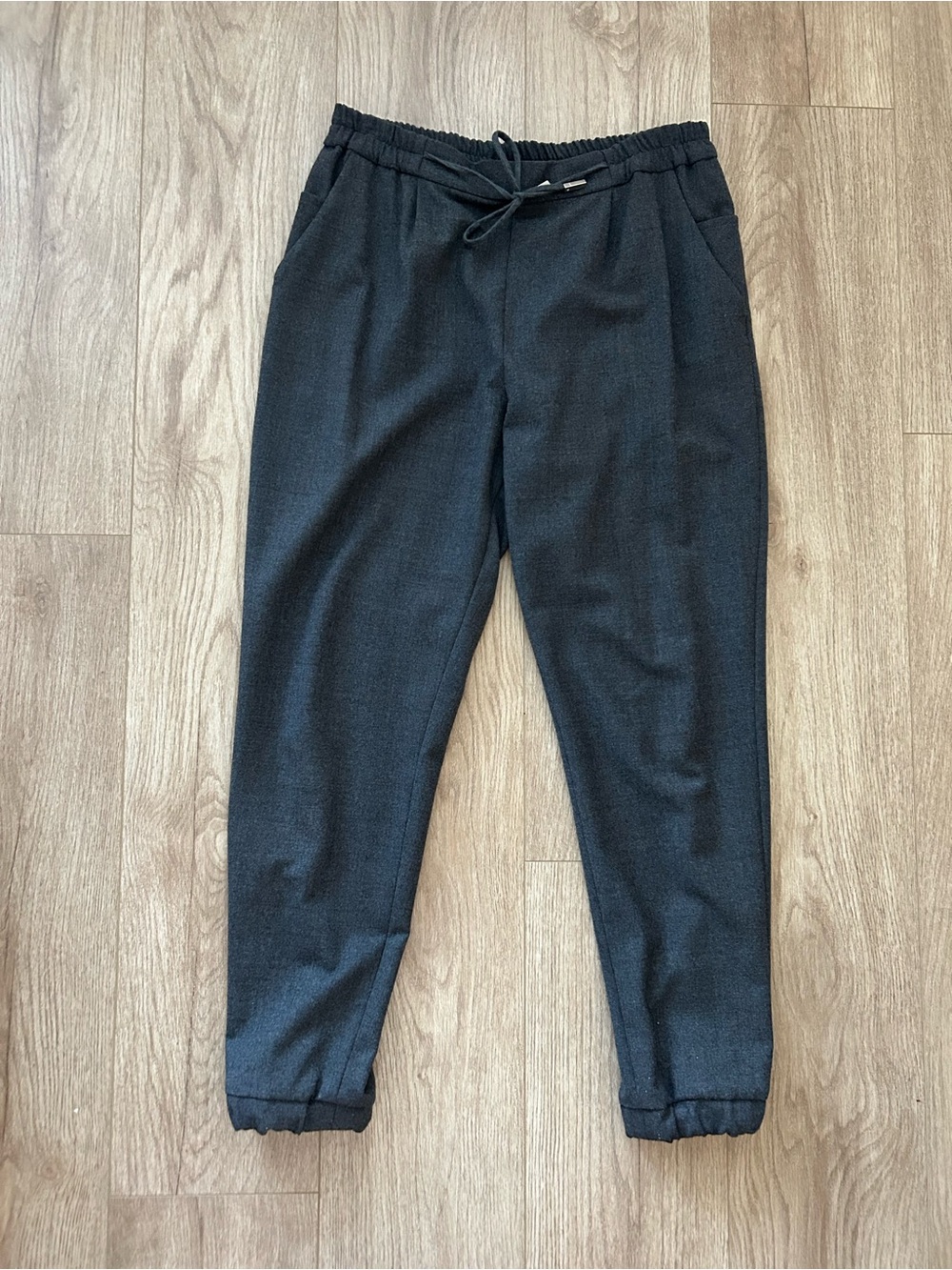 Eleventy Women’s Charcoal Grey Wool Drawstring Jogger Pants